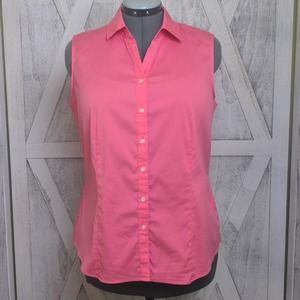 Charter Club Coral Pink Sleeveless Button Up Blouse Size 12